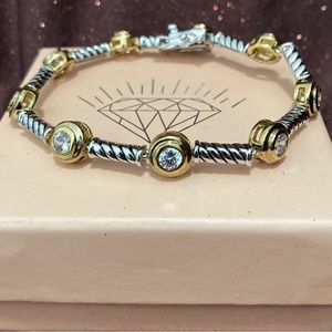Beautiful Two Tone White round CZ’s bracelet